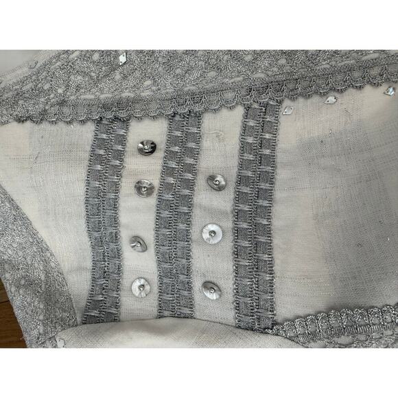 Vintage Sandy‎ Starkman White Silver Beaded Jacket Coat Embellished XL - Picture 8 of 10